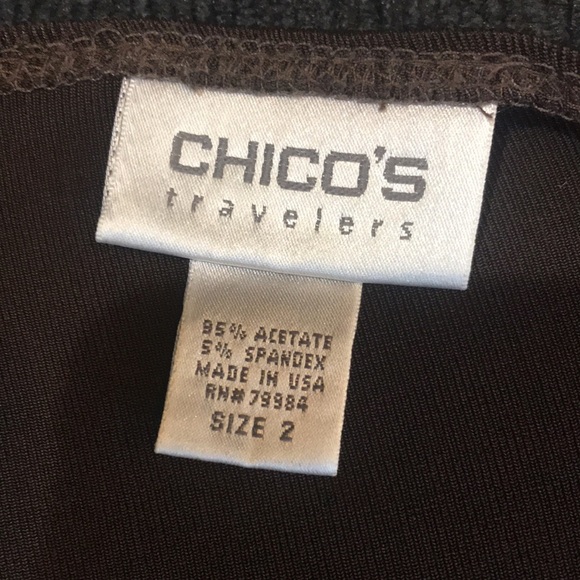 Chicos Travelers Brown Open Front Stretch Knit Cardigan with Beaded Cuffs-Size 2 - Picture 9 of 12